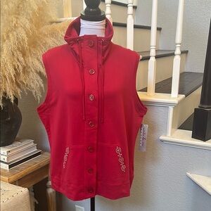 Natalie & Me Weekend Button Front Vest Sweater Studded Pockets Outdoorsy Size XL